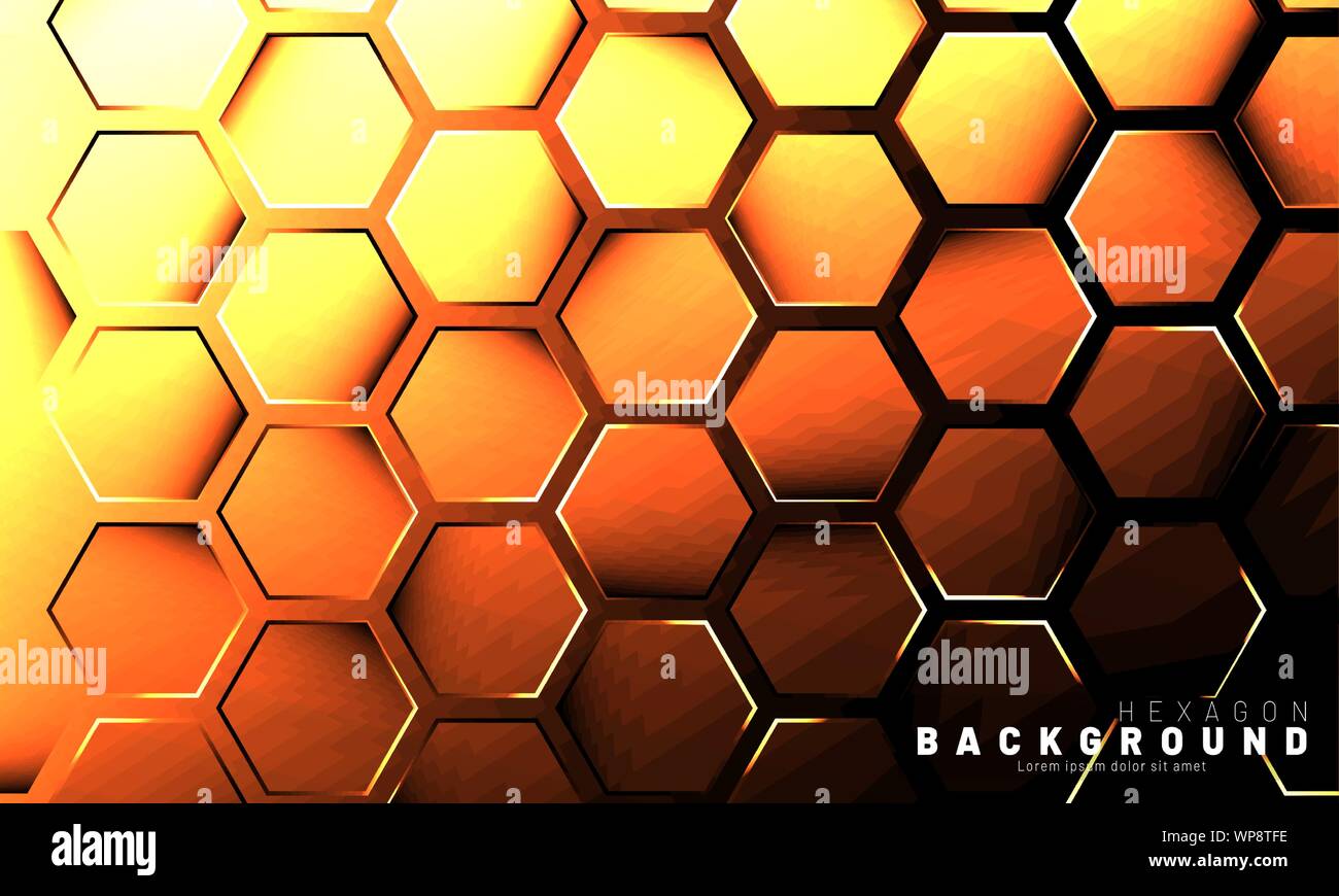 Abstract hexagon gradient colorful light pattern with a dark background ...