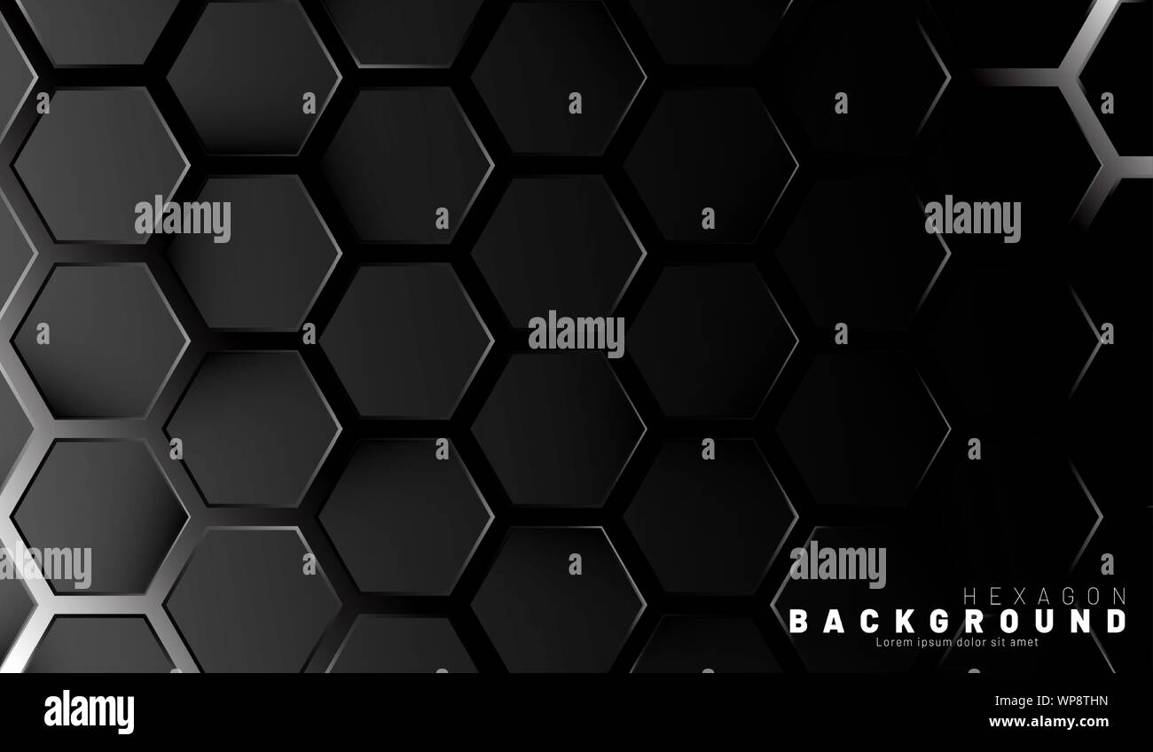 Abstract black hexagon pattern on a technology style of neon gradient background.