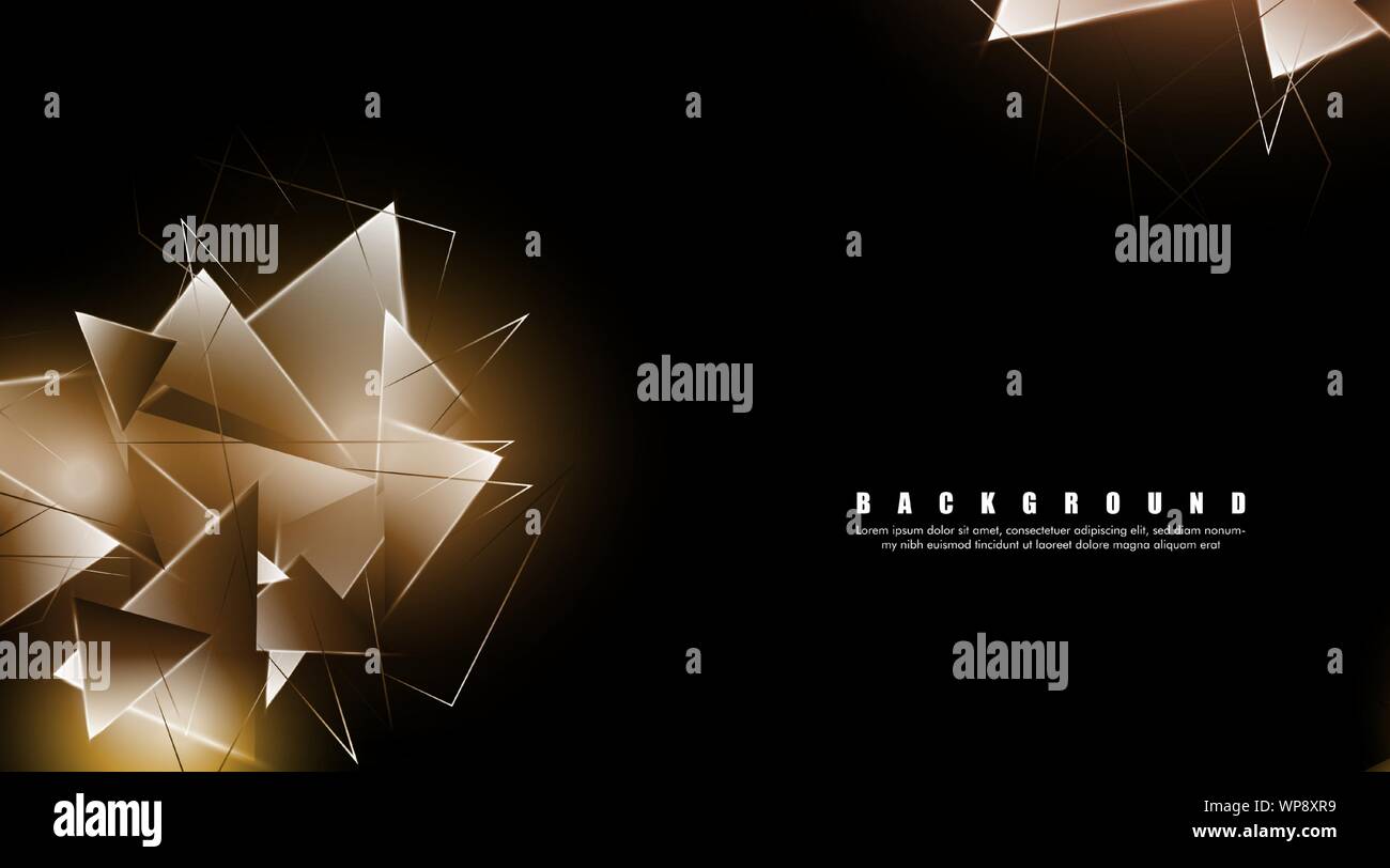 abstract background with glowing triangles that overlap. isolated black ...