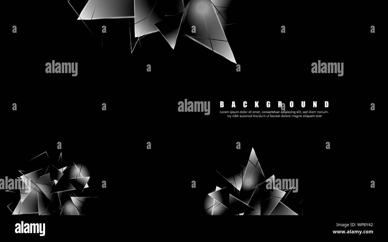 abstract background with glowing triangles that overlap. isolated black ...