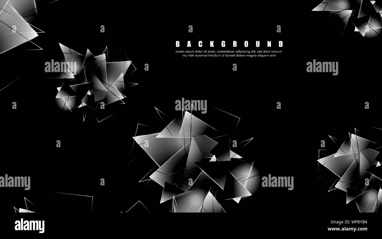 abstract background with glowing triangles that overlap. isolated black ...