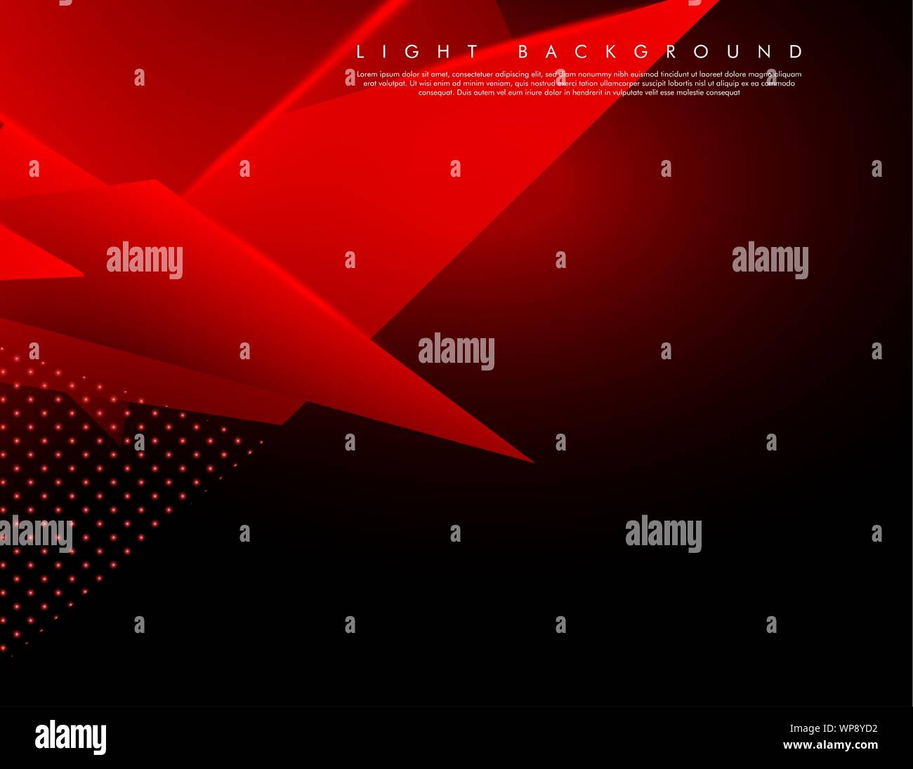 Triangular background. Abstract composition of 3D triangles. Modern geometric red background insulated black Stock Vector