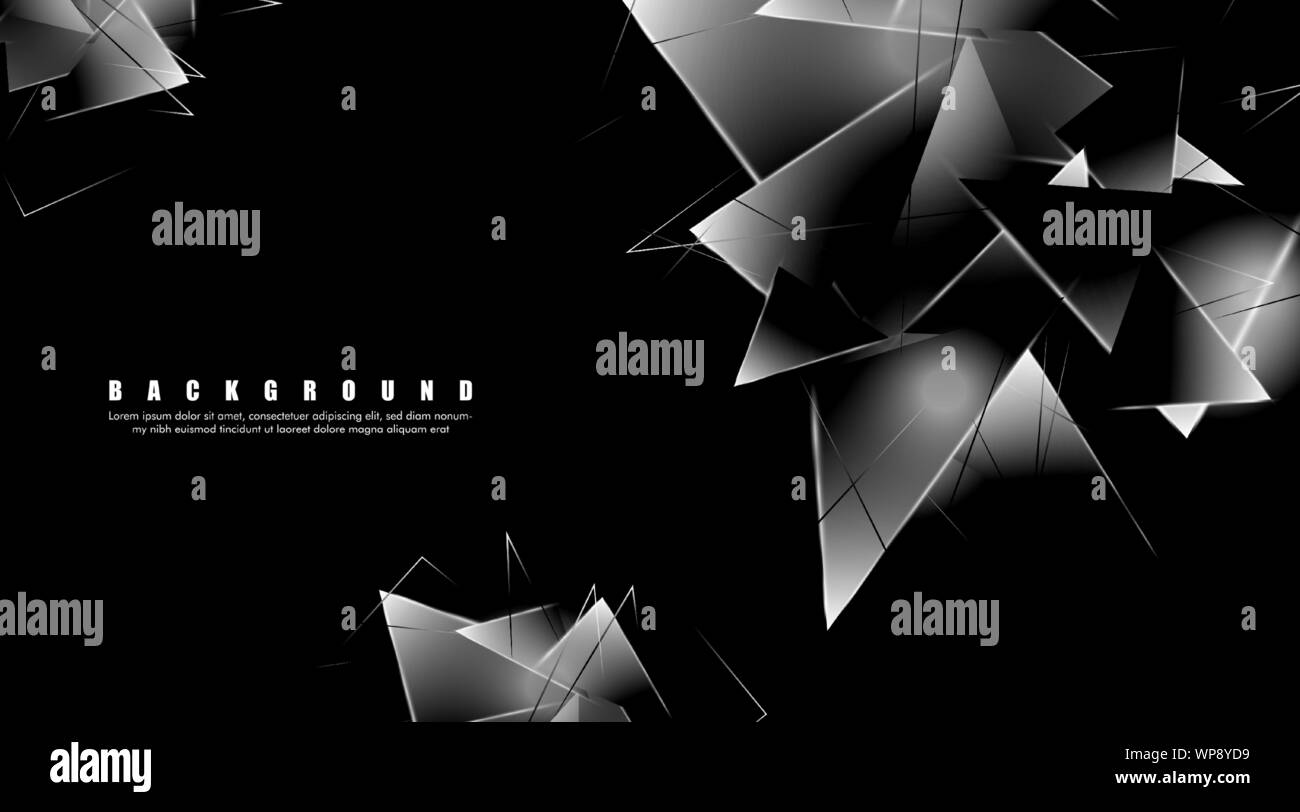 abstract background with glowing triangles that overlap. isolated black ...