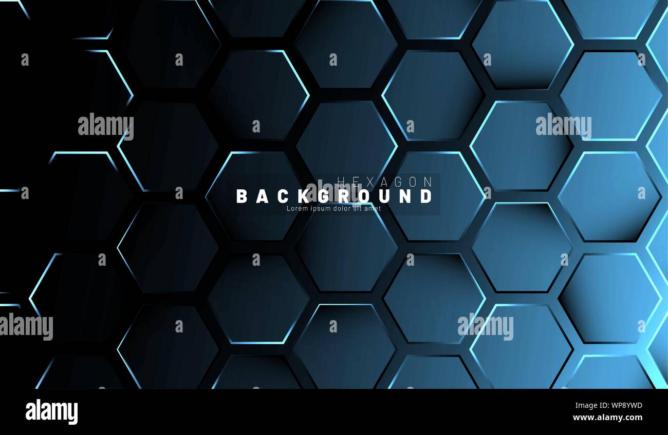 Abstract hexagon blue neon gradient pattern on a dark background technology  style. Honeycomb. Vector illustration Stock Vector Image \u0026 Art - Alamy, image size:1300x848