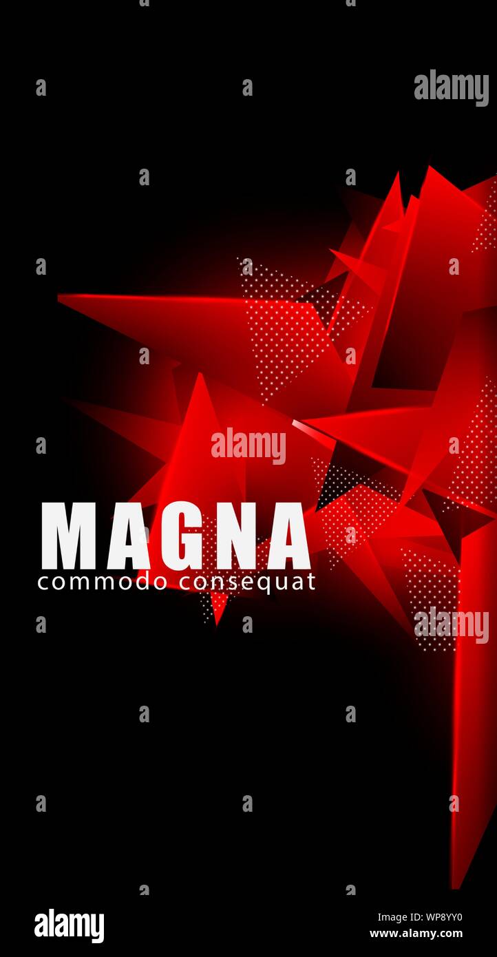 Triangular background. Abstract composition of 3D triangles. Modern geometric red background insulated black Stock Vector