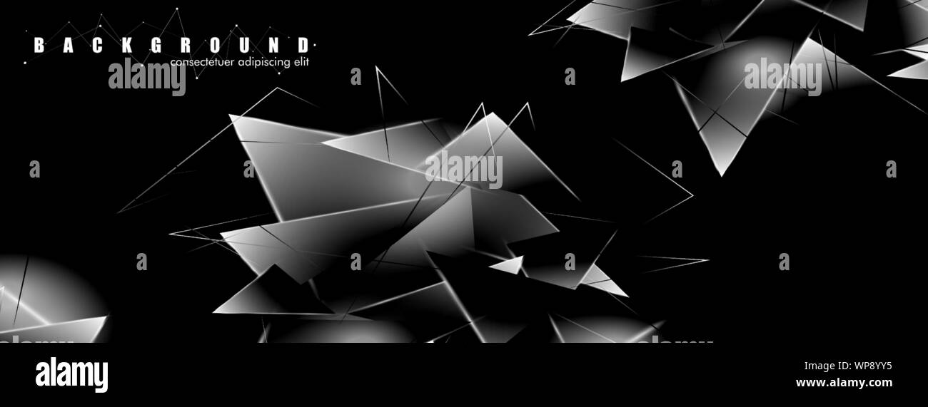 abstract background with glowing triangles that overlap. isolated black ...