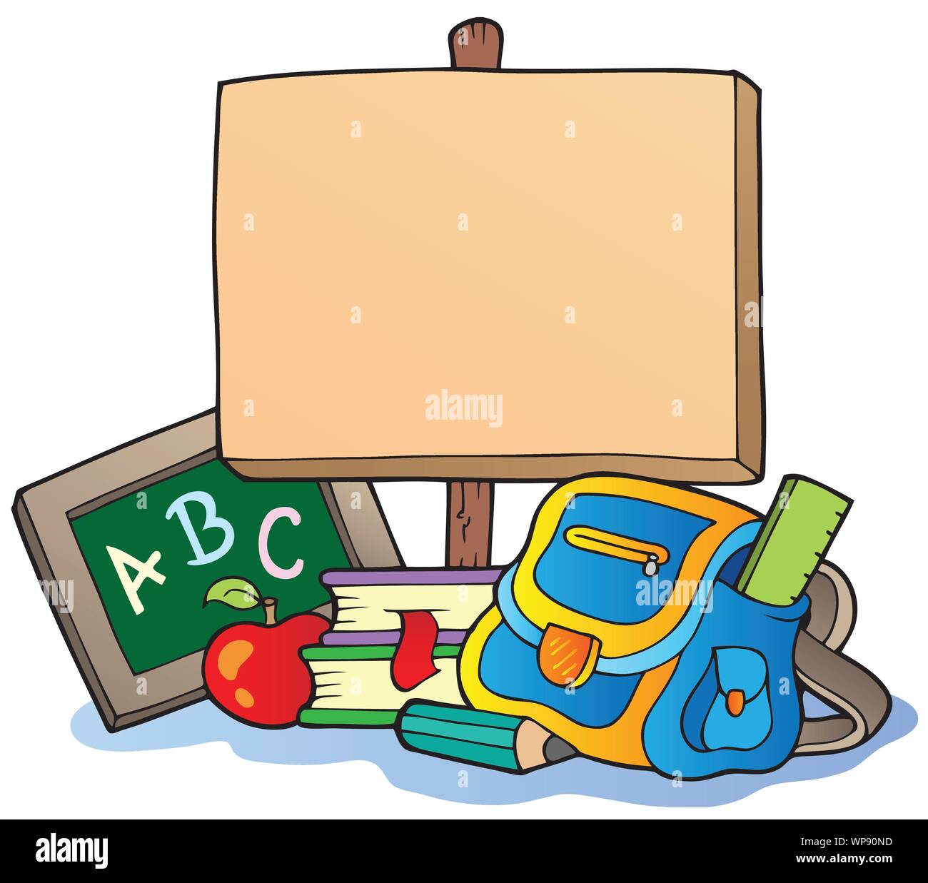 school-theme-with-wooden-board-stock-vector-image-art-alamy
