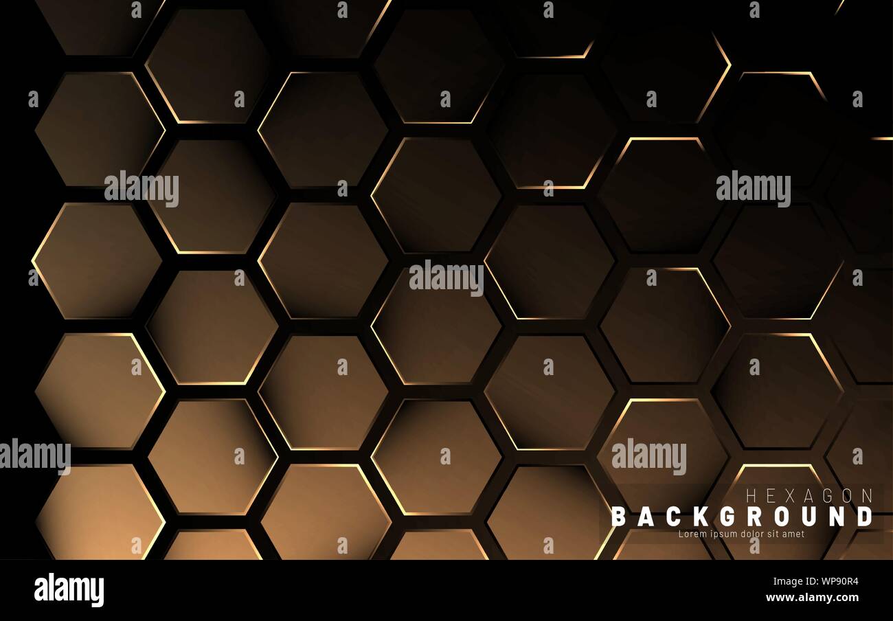Abstract hexagon gradient colorful light pattern with a dark background technology style. Honeycomb. Vector illustration Stock Vector