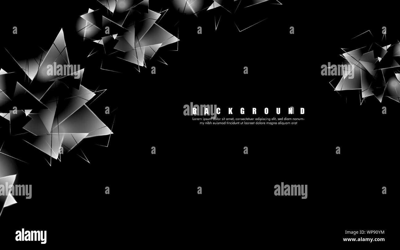 abstract background with glowing triangles that overlap. isolated black ...