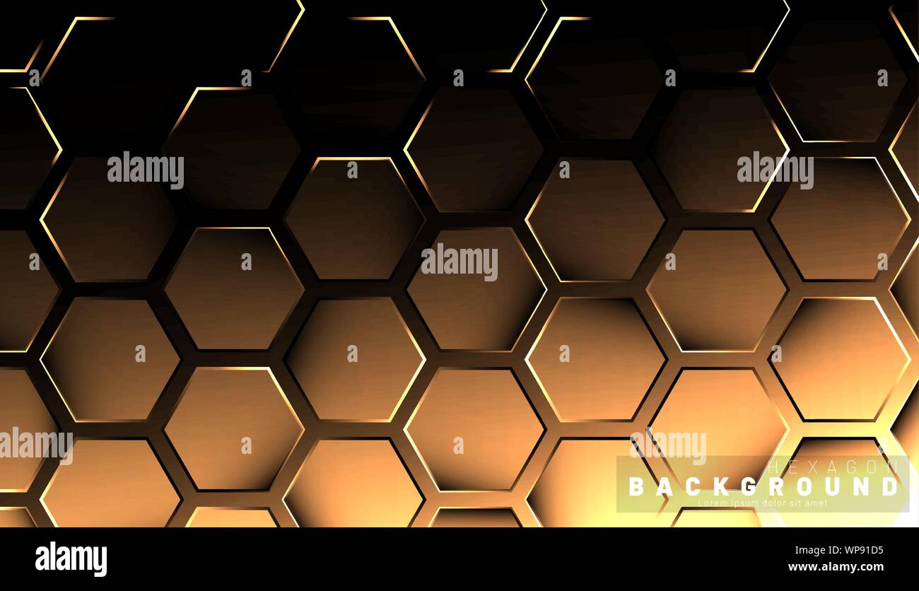 Abstract hexagon gradient colorful light pattern with a dark background ...