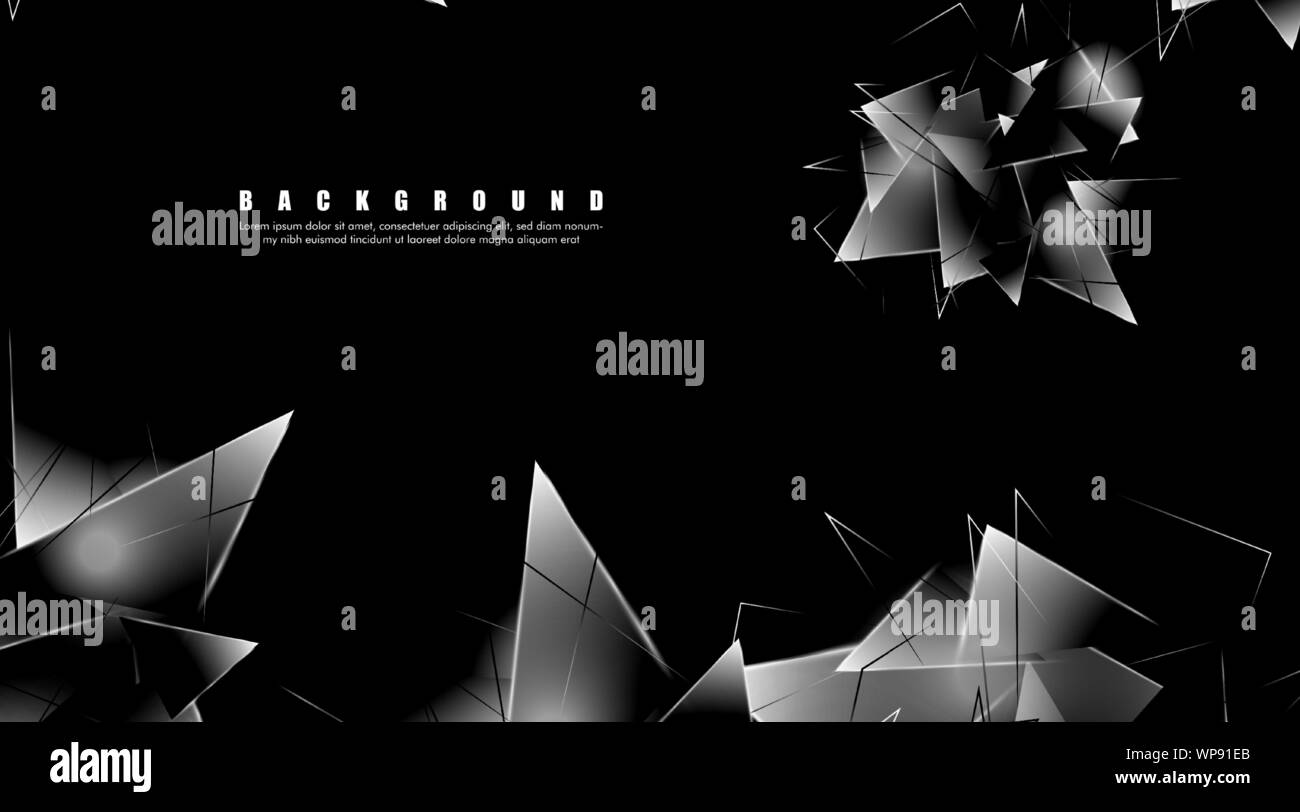 abstract background with glowing triangles that overlap. isolated black ...
