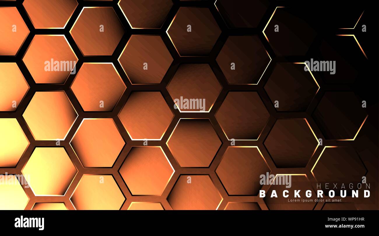 Abstract hexagon gradient colorful light pattern with a dark background ...