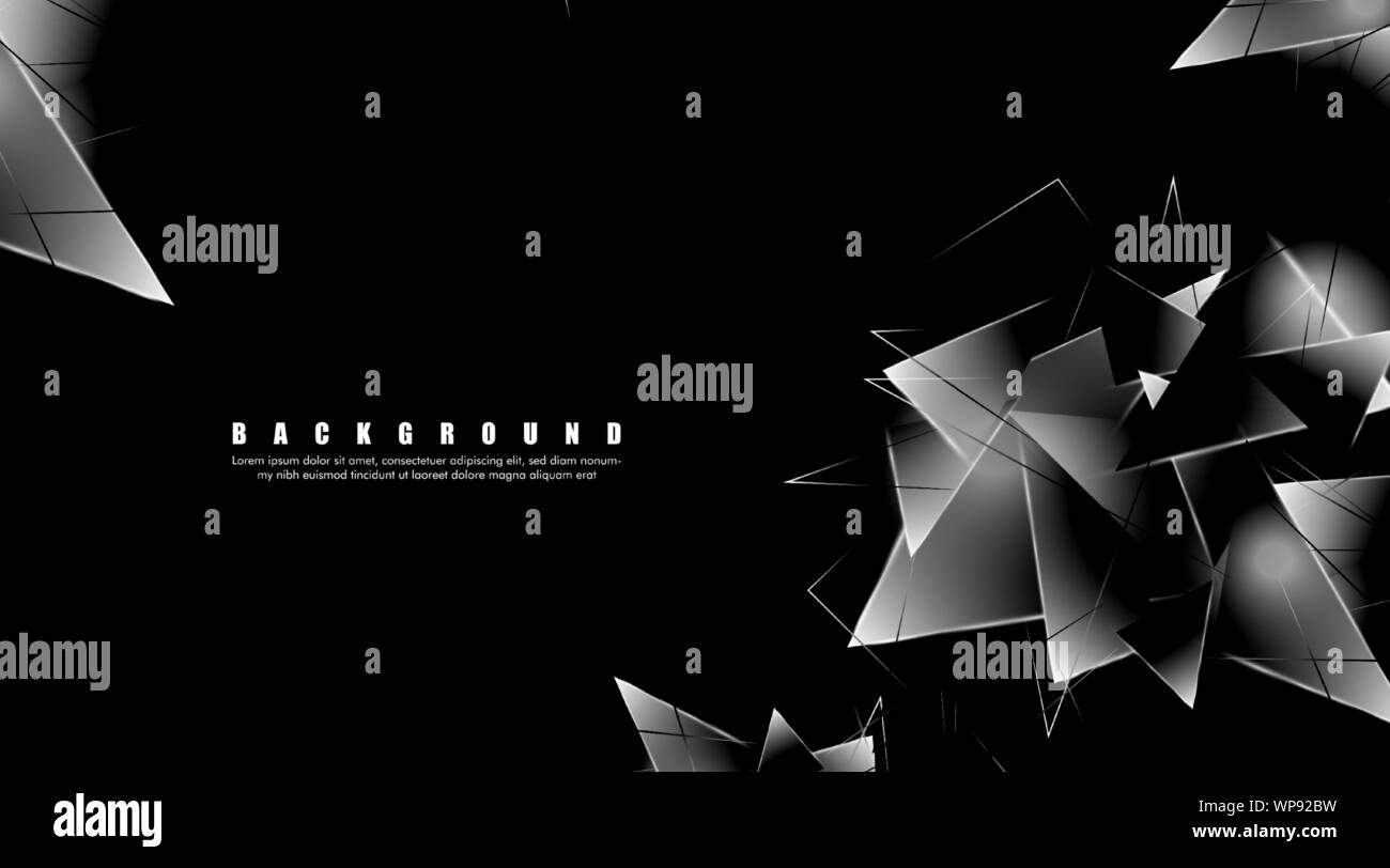 abstract background with glowing triangles that overlap. isolated black ...