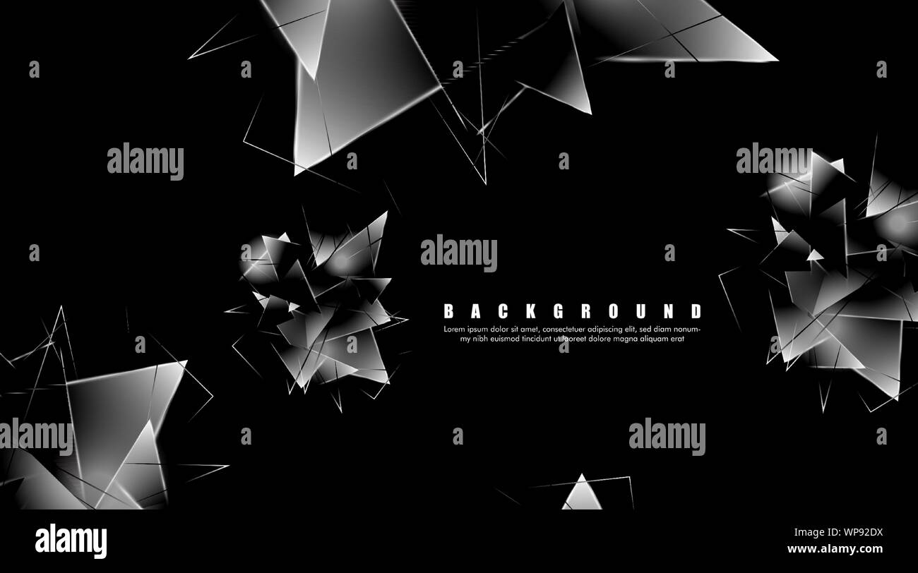 abstract background with glowing triangles that overlap. isolated black ...