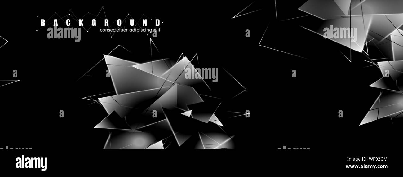 abstract background with glowing triangles that overlap. isolated black ...