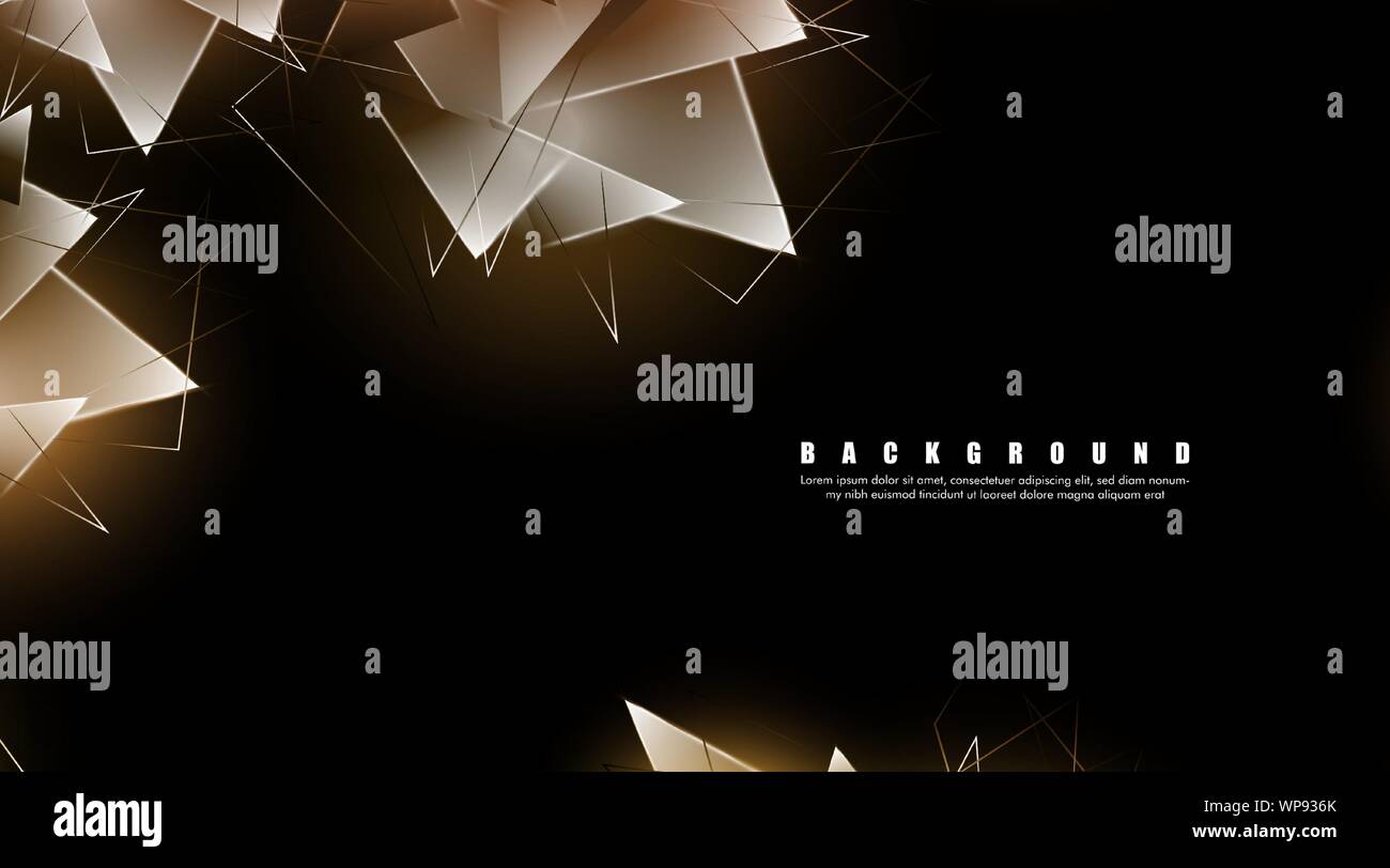 abstract background with glowing triangles that overlap. isolated black ...