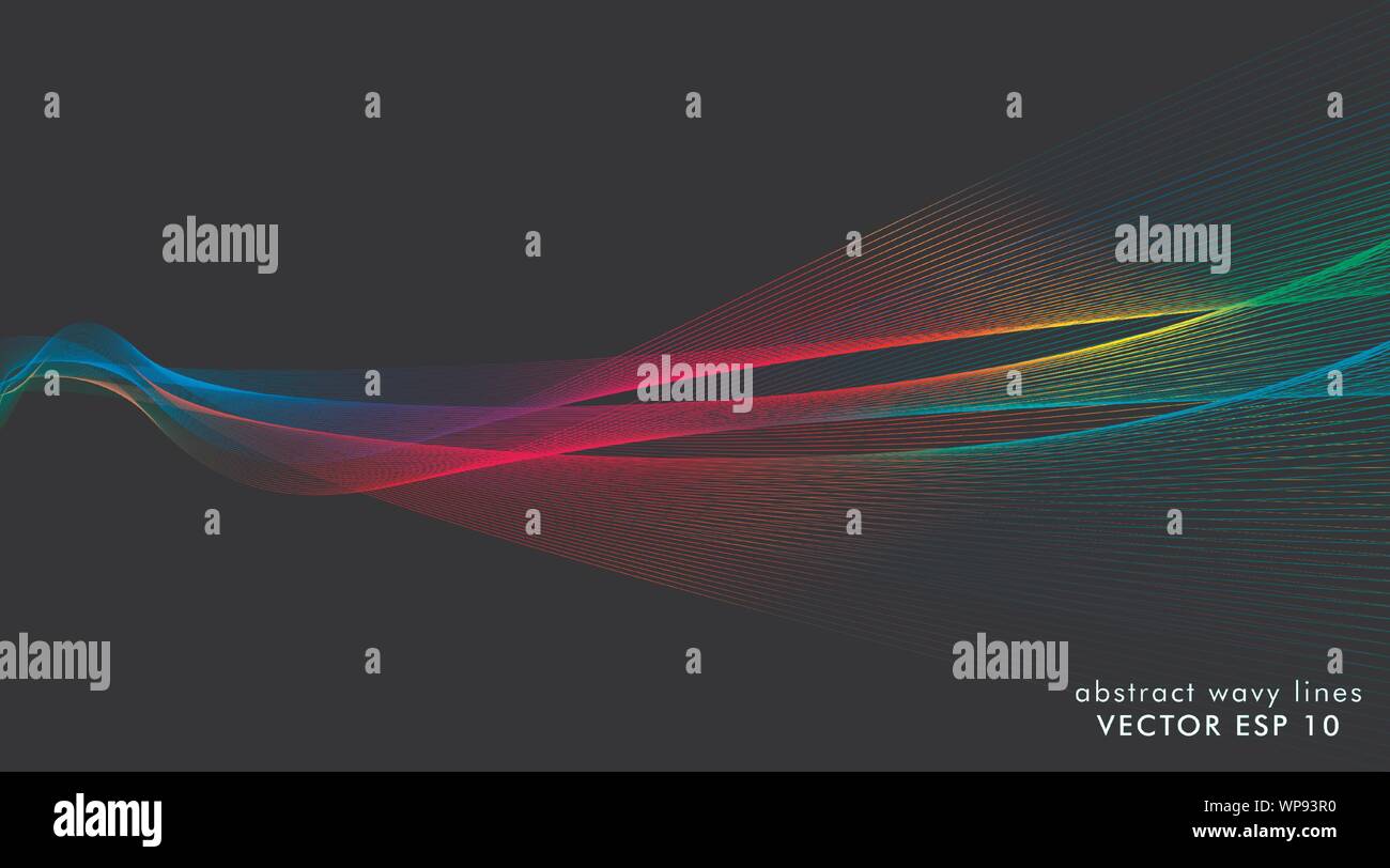 Vector abstract of colorful wave lines that flow isolated on a black ...