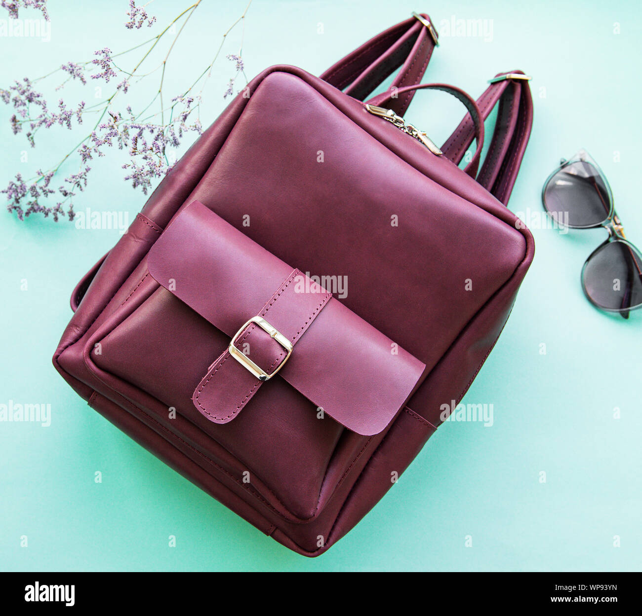 Beautiful burgundy luxury leather women
