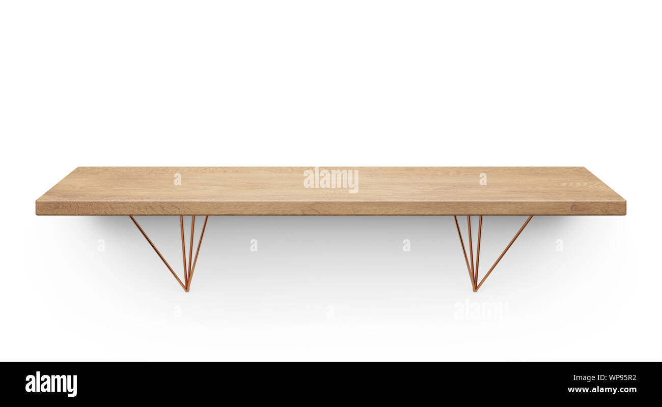 Wooden shelf on the wall Stock Photo - Alamy