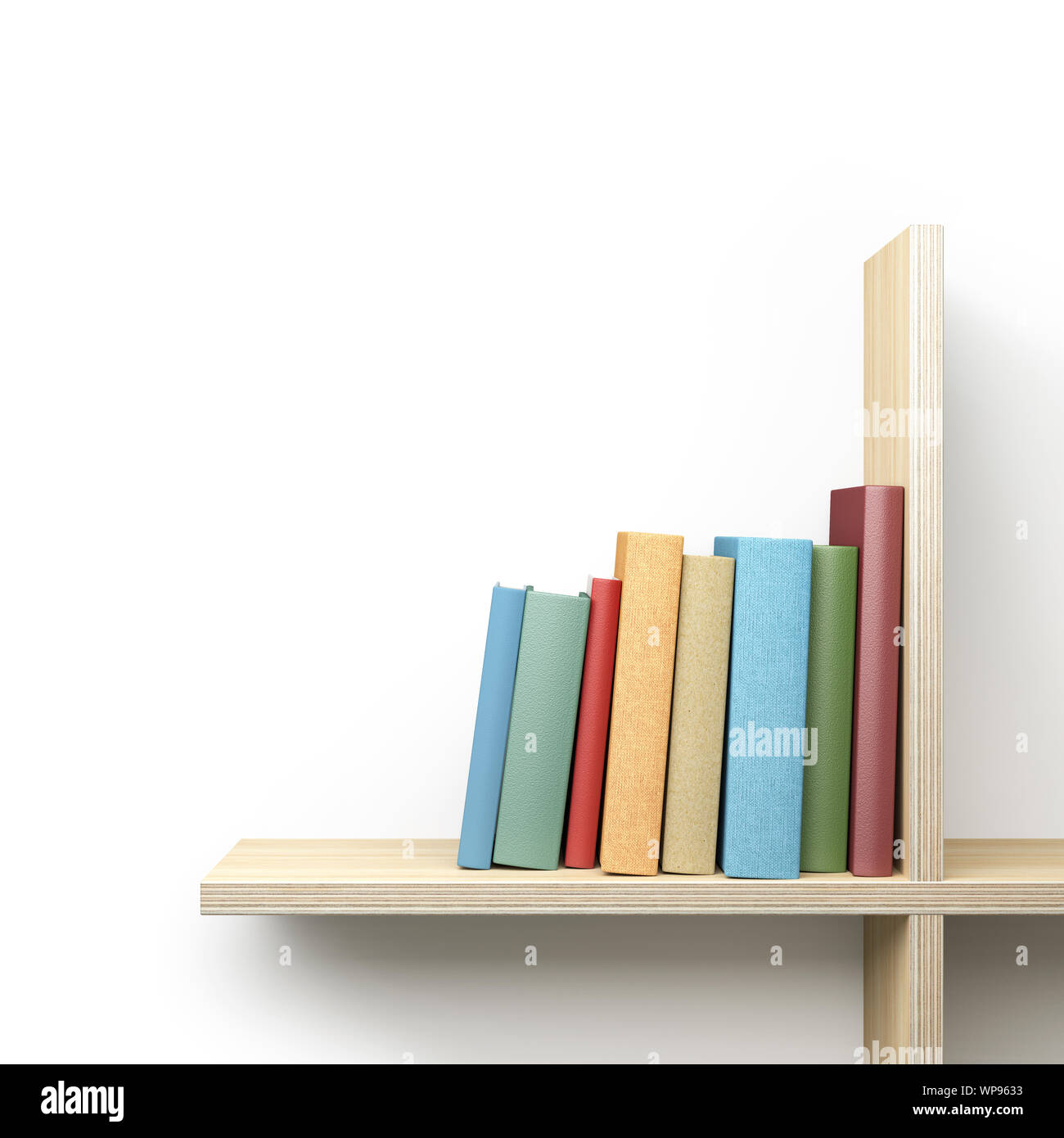Books on the shelf. 3d illustration. Stock Photo