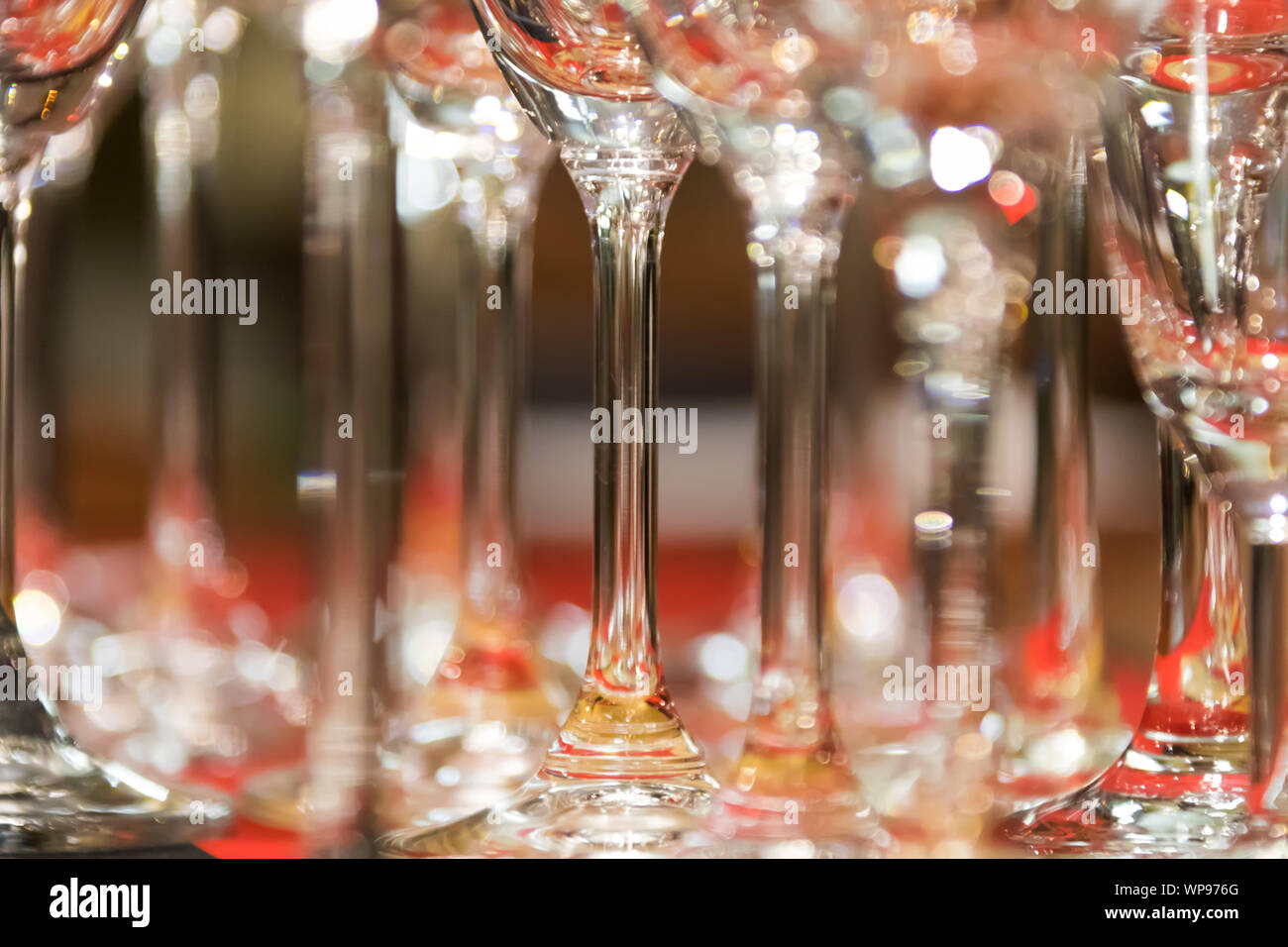 Bunch of glasses on a table bar Stock Photo