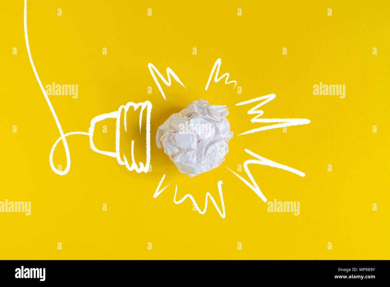 one light bulb made of paper ball on color surface. creative idea Stock ...