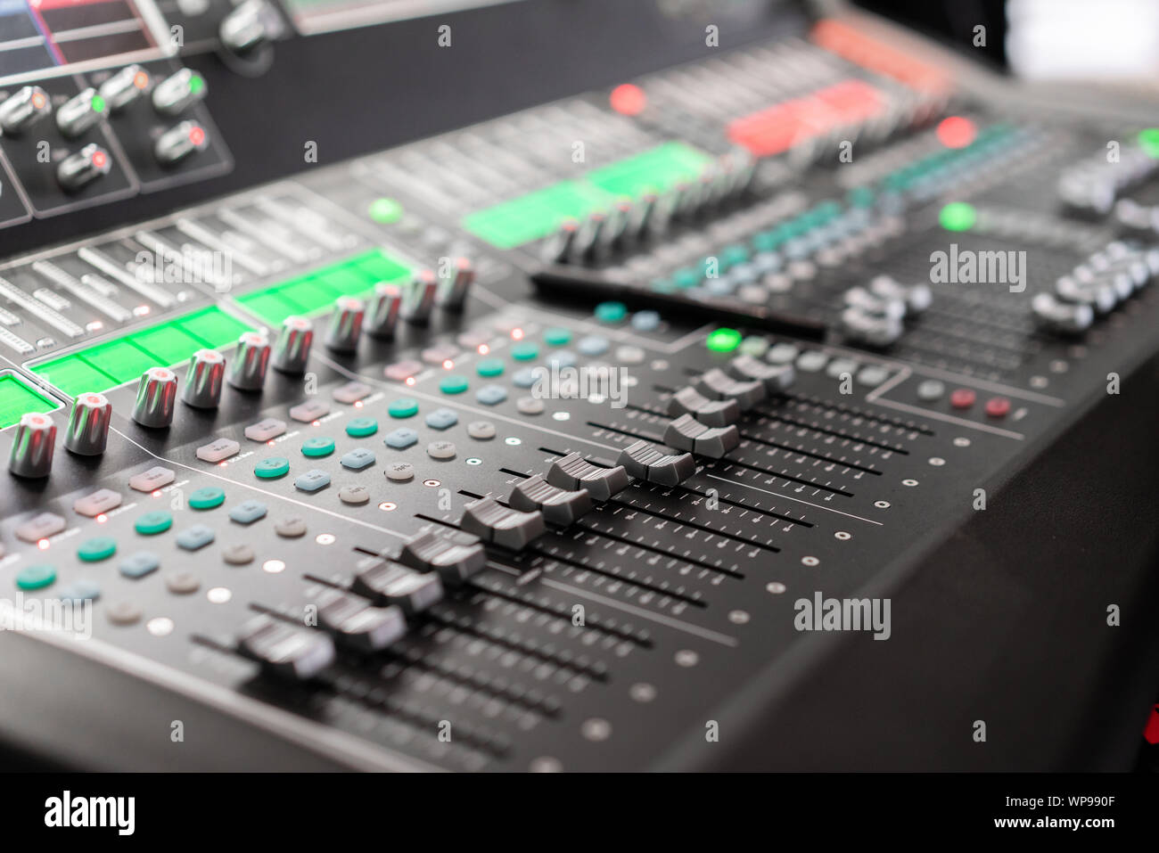 Control Fader Mixing Console Of Light Equipment Operator At The