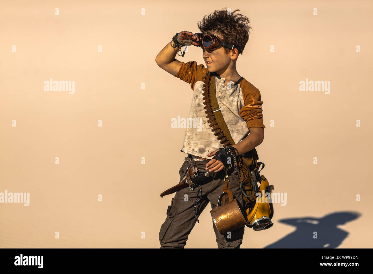 Post Apocalyptic Boy Outdoors in Desert Stock Photo Alamy