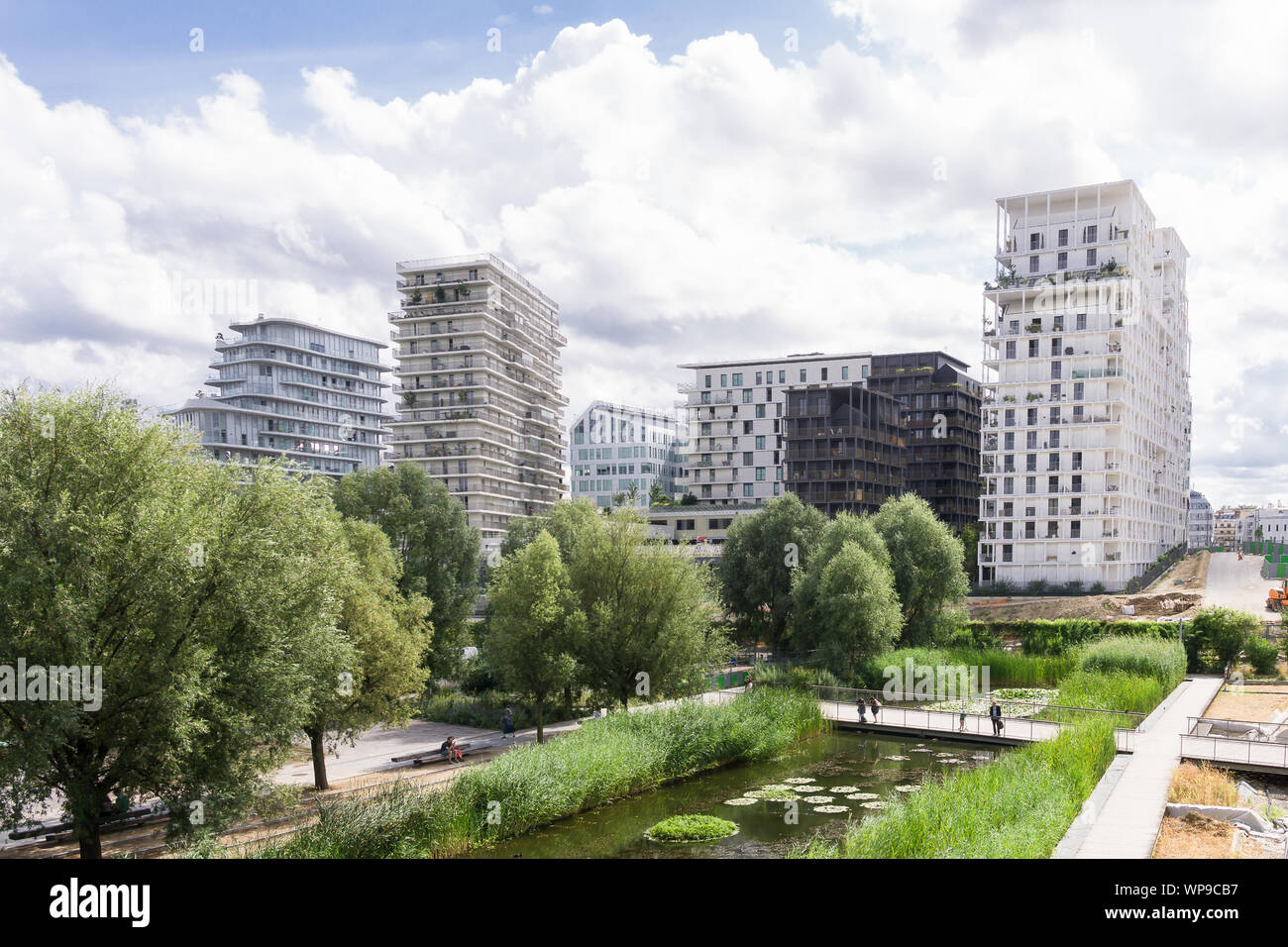 Paris eco-district - Clichy-Batignolles in the 17th arrondissement is one of developed eco-districts (eco quartiers) in Paris, France, Europe. Stock Photo