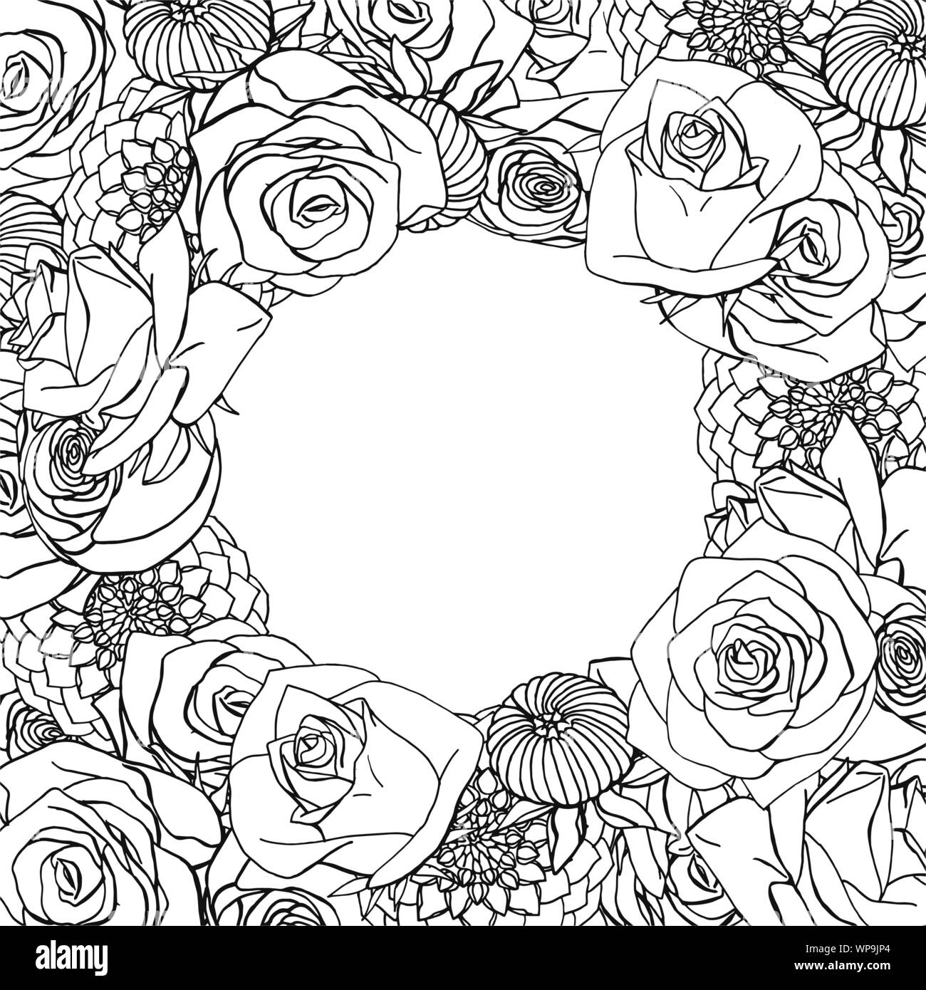 Nature background with rose flowers. Square greeting card template ...