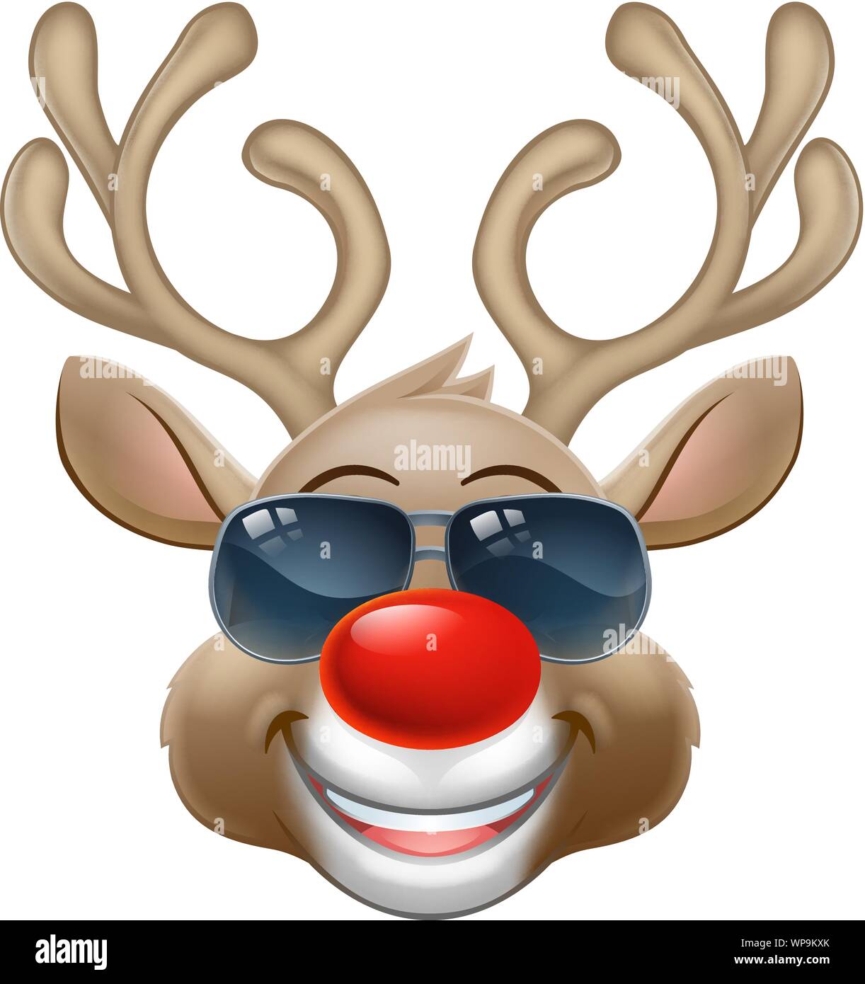 Cool Christmas Reindeer Cartoon Deer in Sunglasses Stock Vector