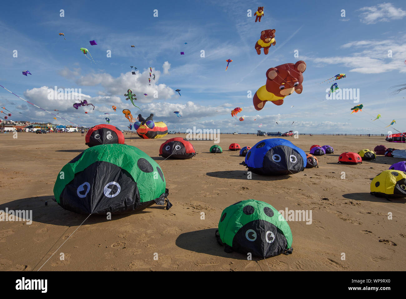 St Annes on the Sea, Lancashire, UK. 7th Sept 2019. St Annes International Kite Festival 2019, St Annes beach, St Annes on the Sea, Lancashire. Displays of kites from teams across the UK and overseas. Credit: John Eveson/Alamy Live News Stock Photo