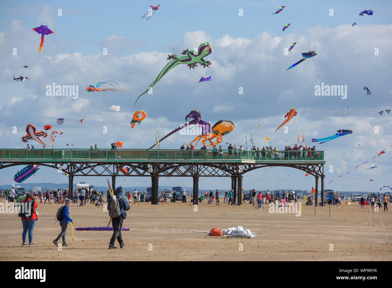 St Annes on the Sea, Lancashire, UK. 7th Sept 2019. St Annes International Kite Festival 2019, St Annes beach, St Annes on the Sea, Lancashire. Displays of kites from teams across the UK and overseas. Credit: John Eveson/Alamy Live News Stock Photo