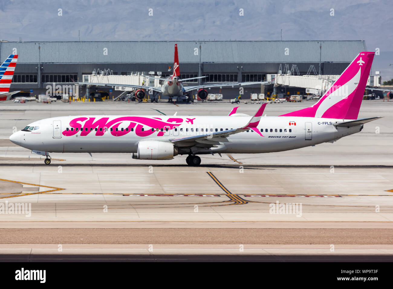 Las Vegas, Nevada April 9, 2019 Swoop Boeing 737800 airplane at Las