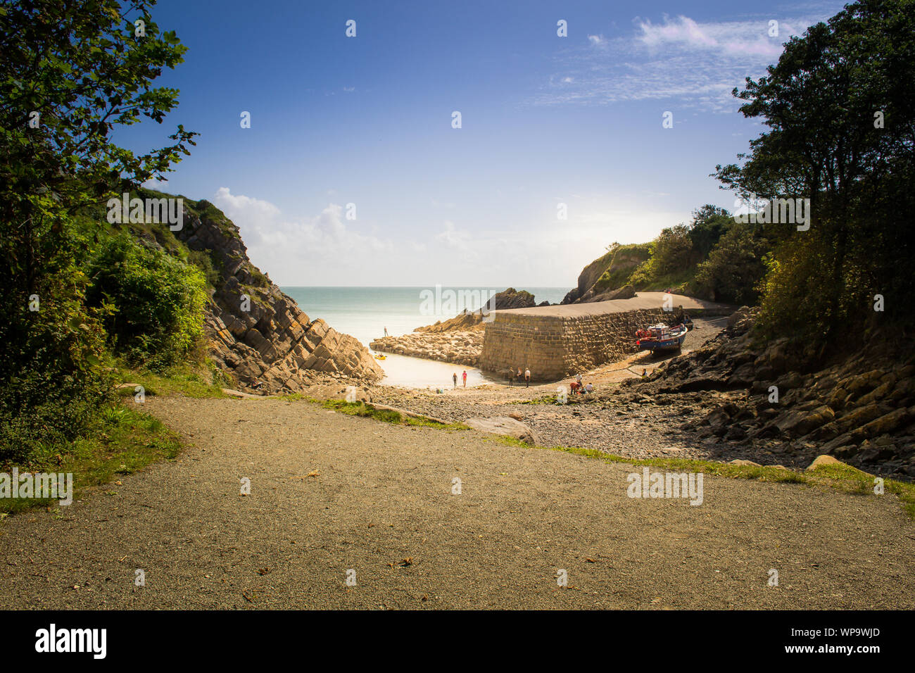 Welsh coast on a summer holiday day Stock Photo Alamy