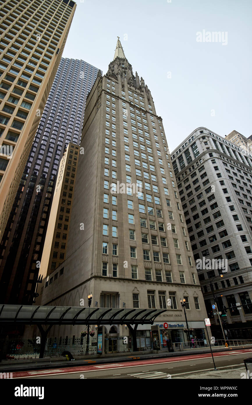 chicago temple building home to the first united methodist church of Chicago Illinois USA Stock Photo