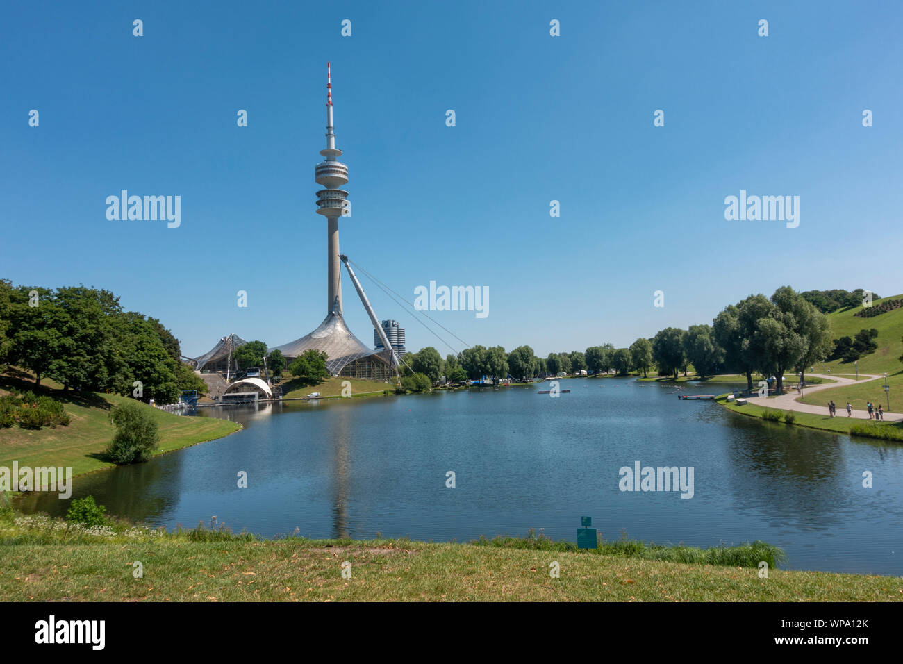 The Olympiaturm, (Olympic Tower), part of the Munich 1972 Olympic Park ...
