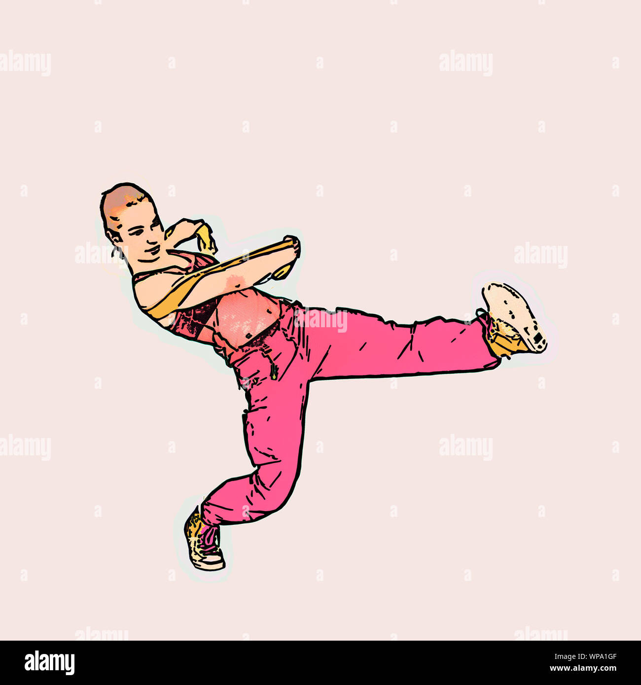 Digitally enhanced image of a Female Hip hop Dancer On white Background ...