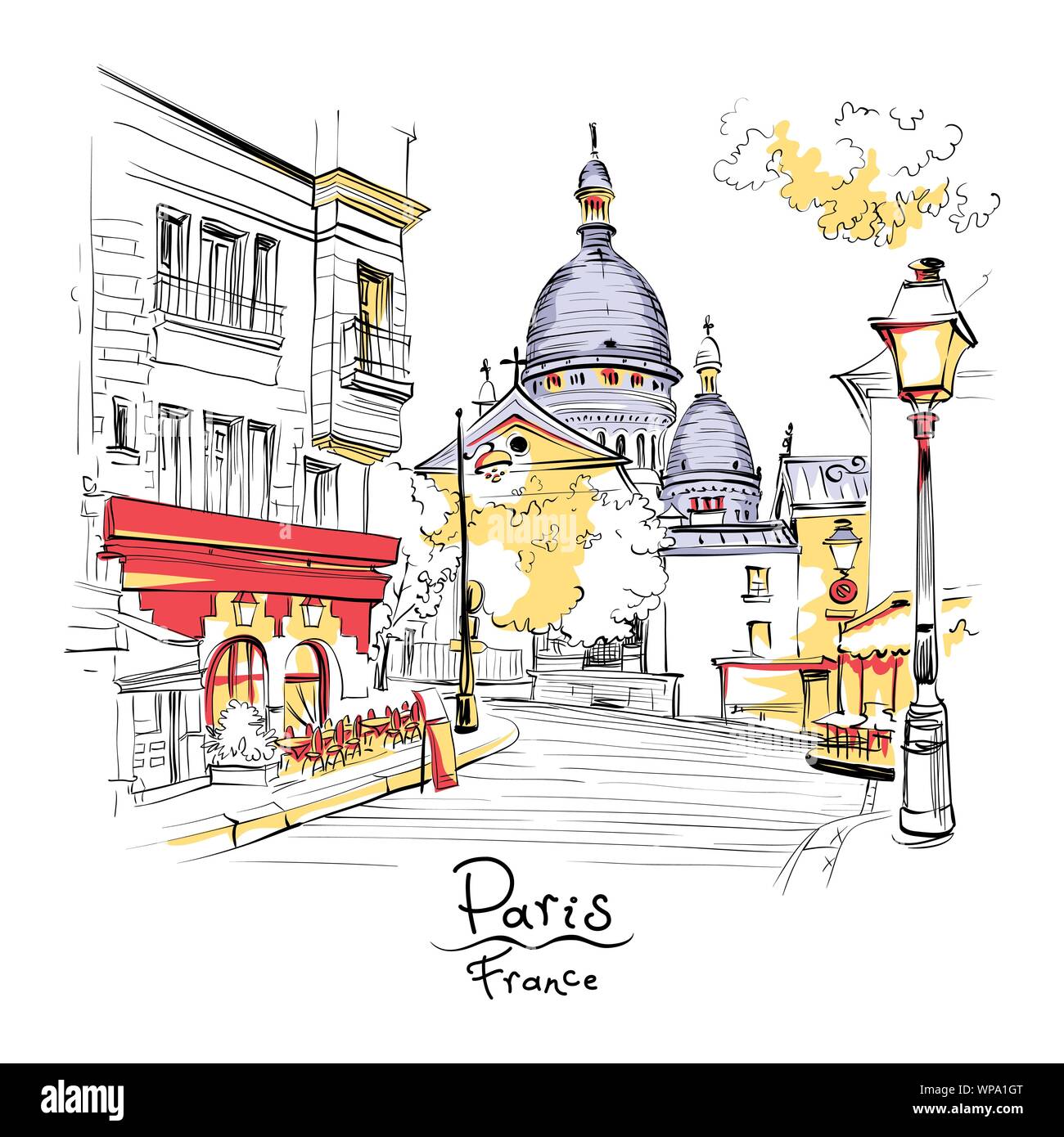 Montmartre in Paris, France Stock Vector