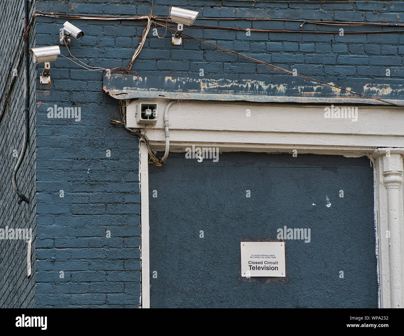 video surveillance cameras in a drug intervention area Stock Photo