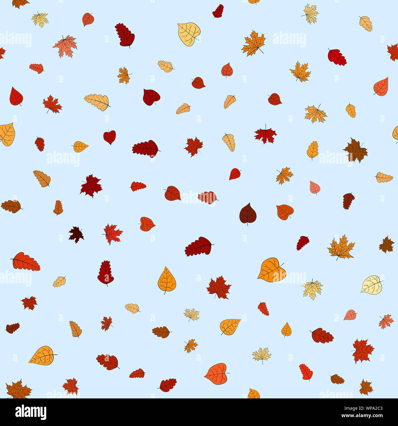 abstract vector doodle autumn leaves seamless pattern - leaves are ...