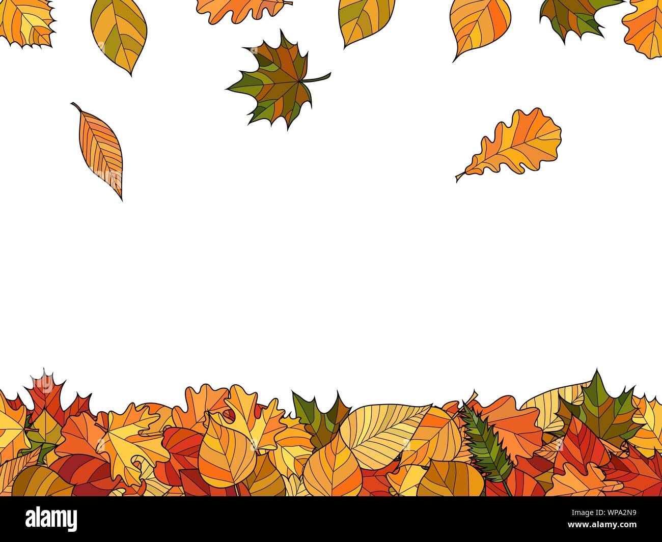 wide vector autumn background - falling leaves Stock Vector Image & Art ...