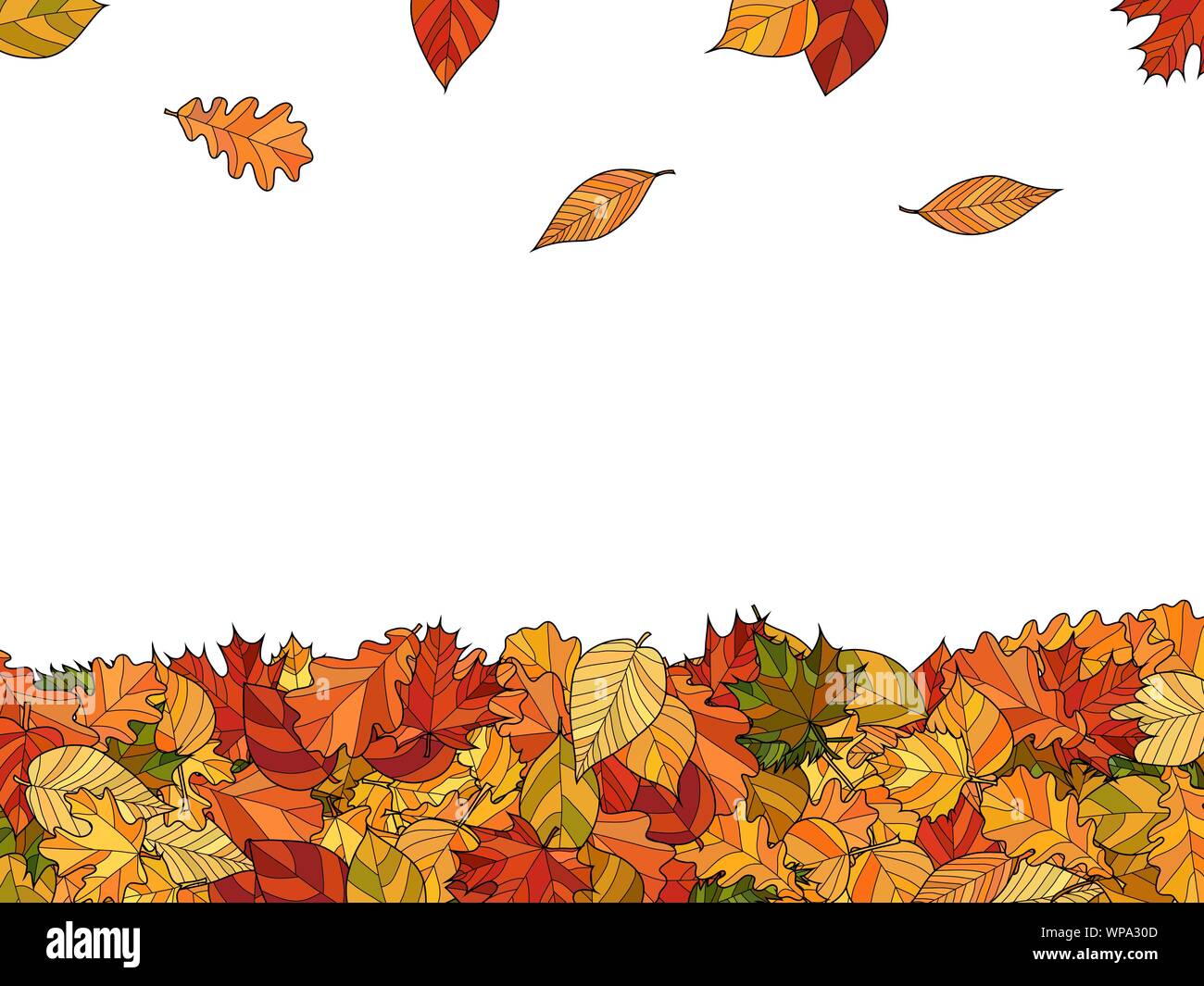 wide vector autumn background - falling leaves Stock Vector Image & Art ...
