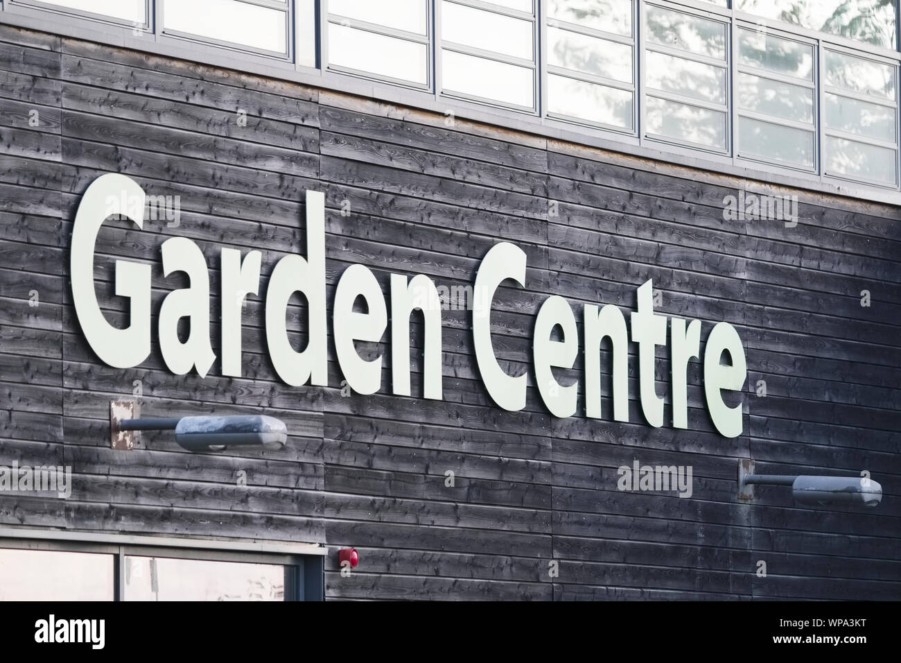 Garden centre shop sign at UK retail shopping mall for home store Stock ...