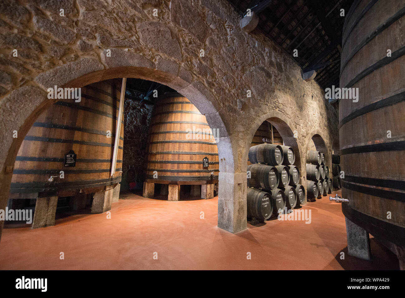 one of the Port wine Cellar of Calem at the waterfront on the Douro River in Ribeira in the city