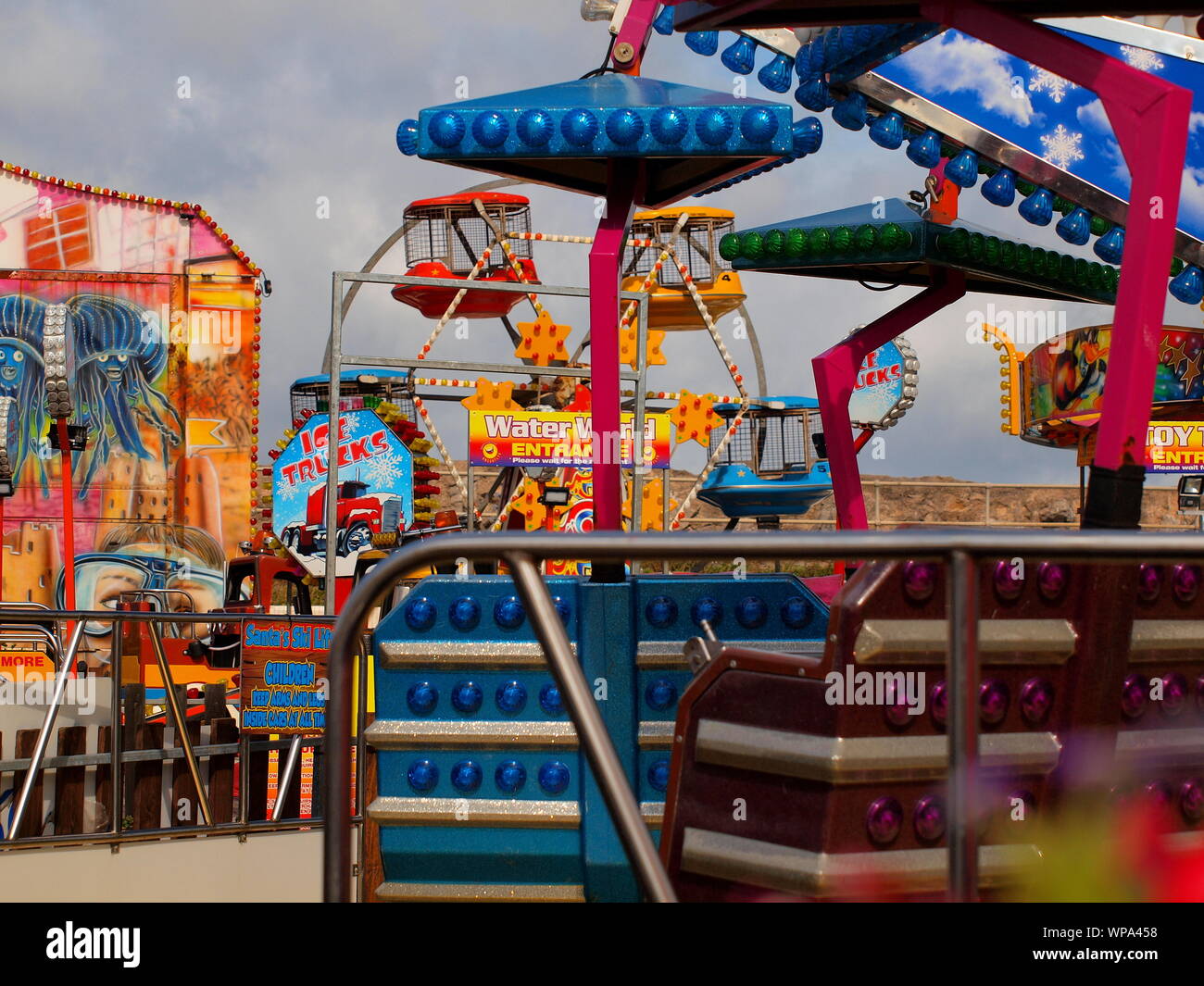 photos of a out of season funfair fairground Stock Photo