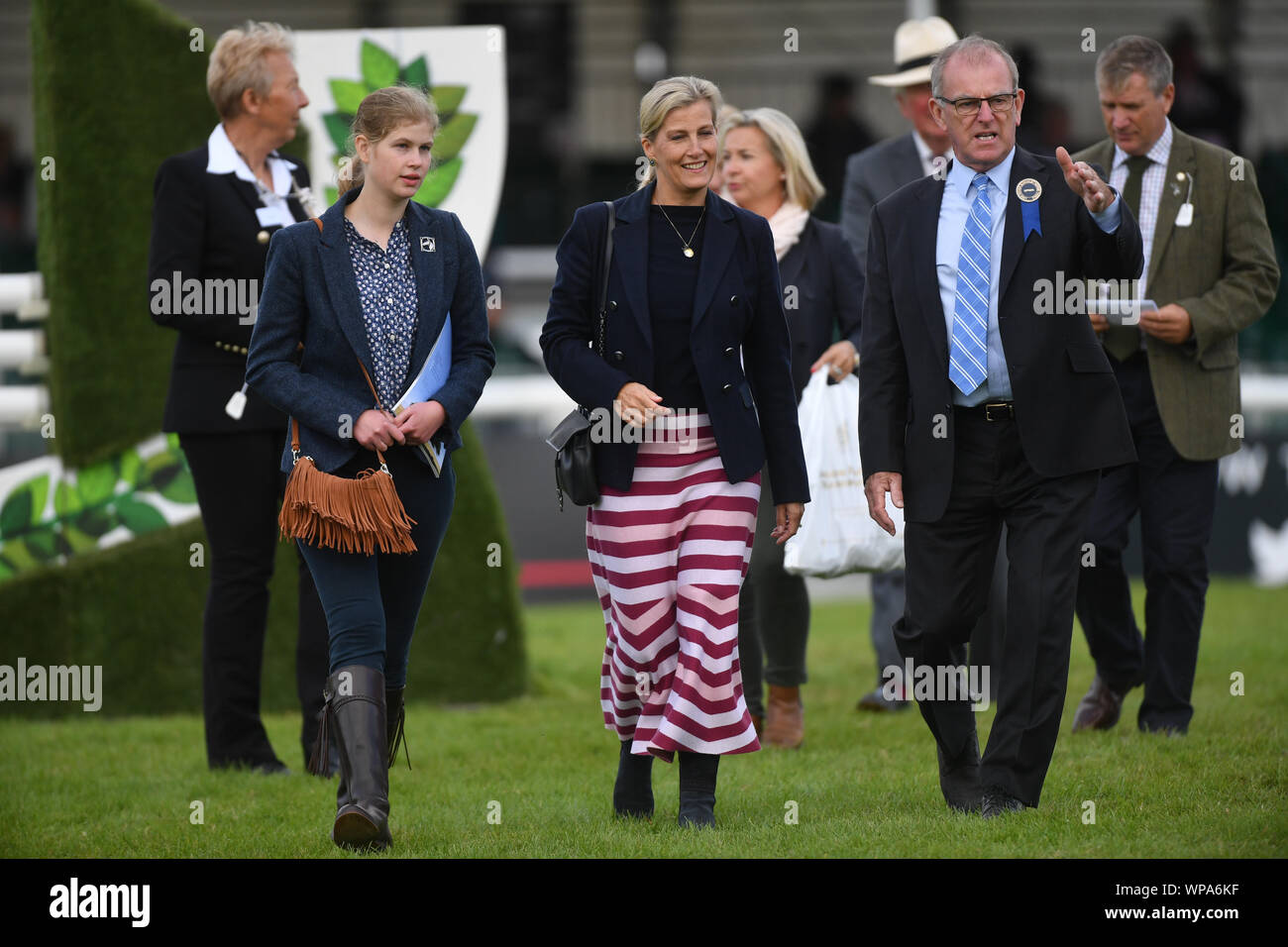 (left to right) Lady Louise Windsor and the Countess of Wessex at the Land Rover Burghley Horse Trials in Stamford, Lincolnshire. Stock Photo