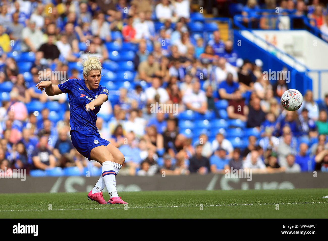 London, UK. 08th Sep, 2019. Millie Bright of Chelsea Women in action. FA Women's super league match, Chelsea women v Tottenham Hotspur women at Stamford Bridge in London on Sunday 8th September 2019. this image may only be used for Editorial purposes. Editorial use only, license required for commercial use. No use in betting, games or a single club/league/player publications. pic by Steffan Bowen/ Credit: Andrew Orchard sports photography/Alamy Live News Stock Photo