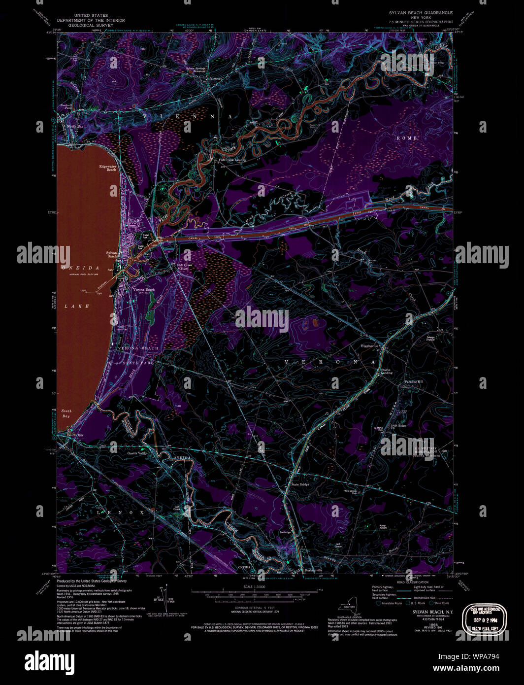 New York NY Sylvan Beach 136943 1955 24000 Inverted Restoration Stock