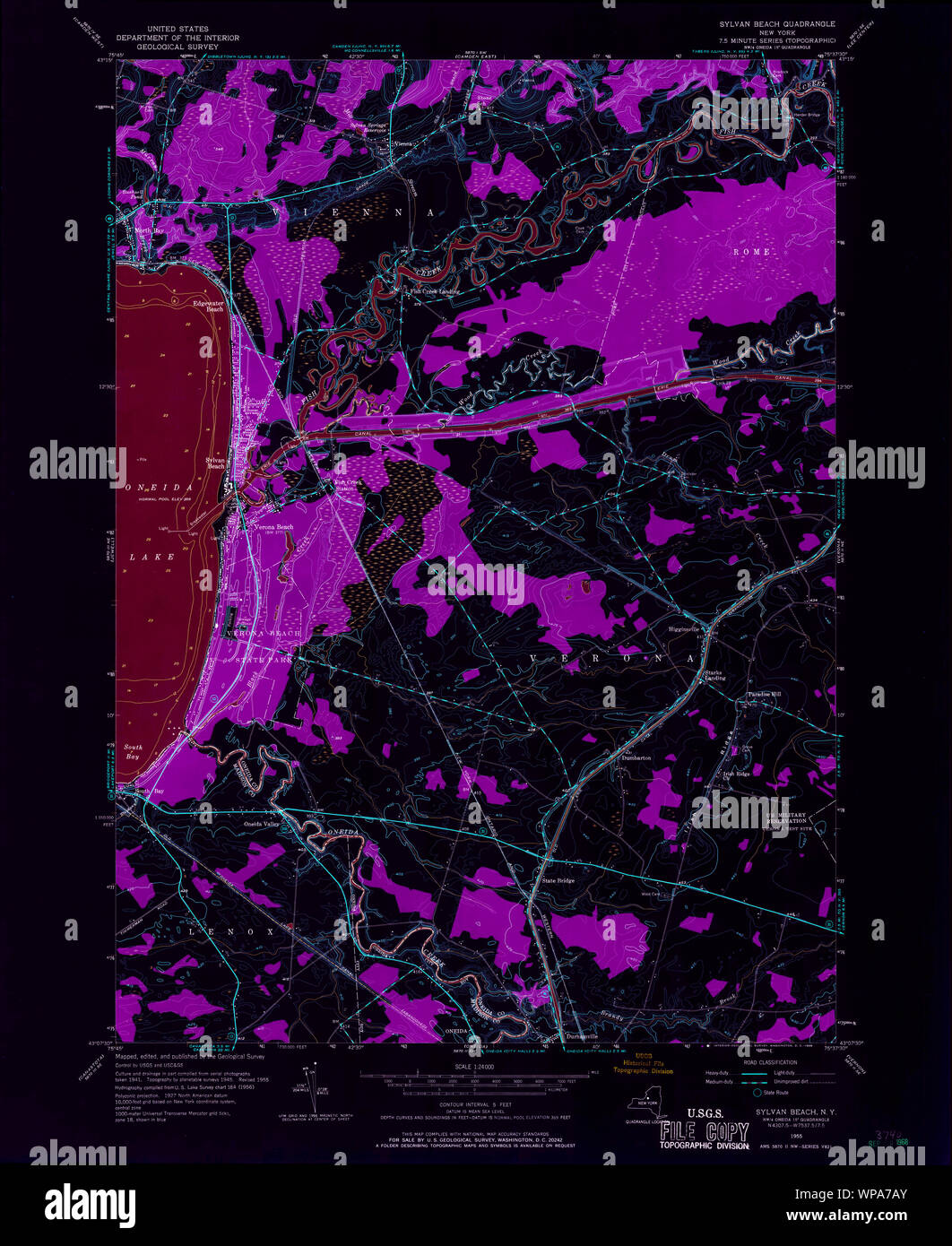 New York NY Sylvan Beach 139933 1955 24000 Inverted Restoration Stock